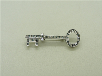 14k White Gold Blue Diamonds Key Pin/Pendant