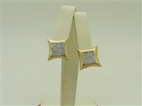 14k Yellow & White Gold Unisex Diamond Square Earrings
