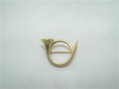 14k yellow gold Brass hunting horn pin