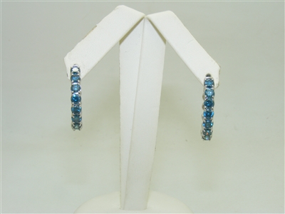 14k White Gold Blue Diamond Earrings