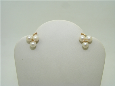Vintage Pearl and diamond push back earrings