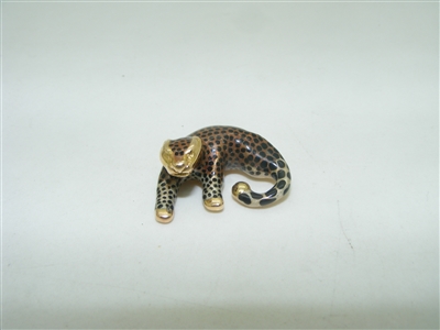 14k yellow gold cheetah enamel pendant