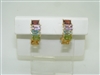 14k yellow gold multi color stone earrings (clips)