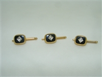 14k yellow diamond and onyx 3 set shirt studs