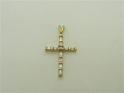 14K Yellow Gold Diamond Cross