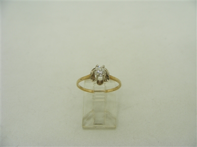 Vintage 14k yellow and white gold ladies diamond ring