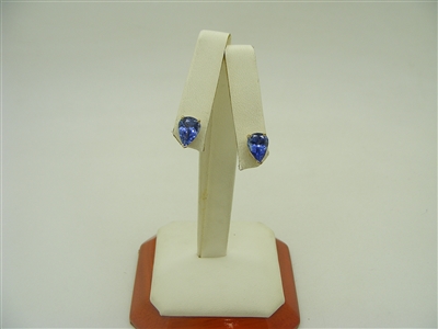 14K Yellow Gold Pear Tanzanite Stud Earrings