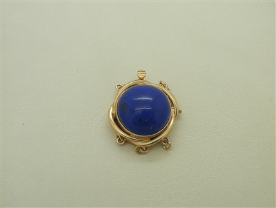 14k Yellow Gold Lapis Lazuli Capuchon Pearl Clasp