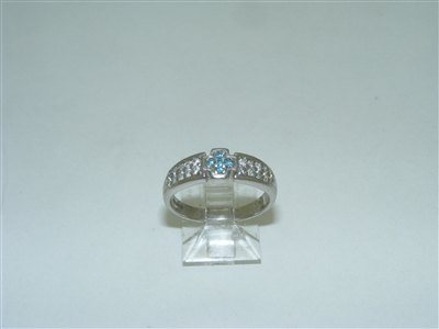 Blue Diamond Platinum Ring
