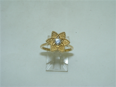Beautiful Yellow Gold Diamond Flower Ring