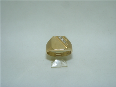 14k Yellow Gold Diamond signet ring