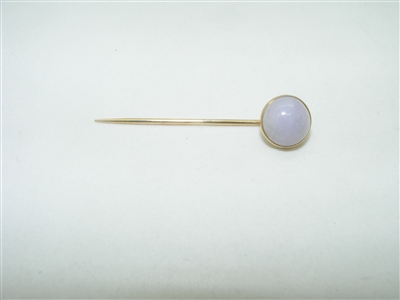 14k yellow gold light lavender jade pin