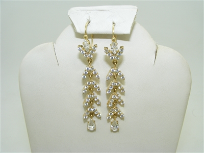 18k yellow gold cubic zircon hanging earrings