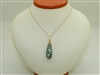 14k Yellow Gold Green Agate Stone Pendant