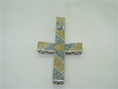 14k white gold big cross pendant