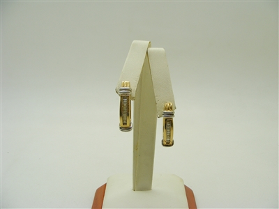 14k Two-Tone Gold Huggie Diamond Earrings