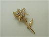 14K Two-Tone Gold Flower Diamond Pin