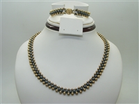 Gold and onyx beads necklace & bracelet set