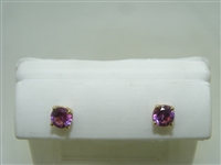 14k yellow gold pink cubic zircon earrings