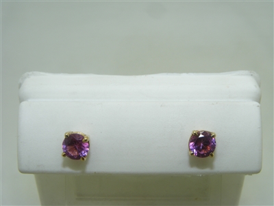 14k yellow gold pink cubic zircon earrings