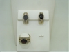 14k yellow gold Garnet ring and earring set