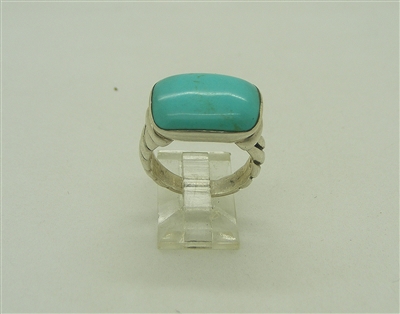 Turquoise December Birthstone Cushion Cut Silver Ring