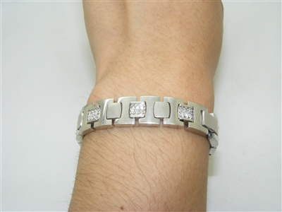 14k white gold diamond mens bracelet