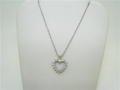 14k white gold diamond heart shape pendant with chain