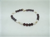 14k yellow gold garnet beads and fresh water pearls bracelet