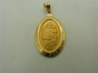 14k yellow gold Saint Joseph "pray for us" pendant