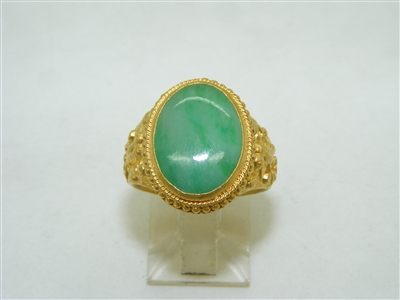 24k yellow gold jade ring