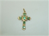 18k Yellow Gold Colombian Emerald Cross