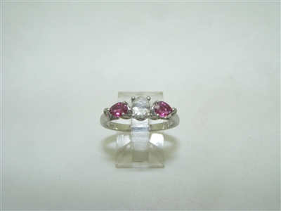 18k white gold diamond and ruby ring