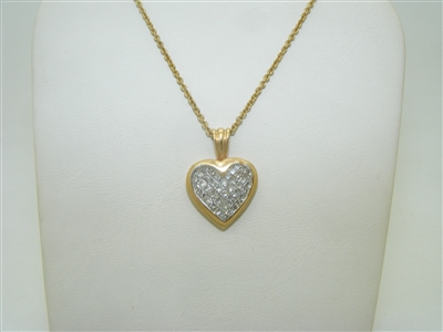 14k Yellow gold diamond heart pendant with chain