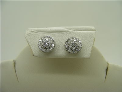 14k white gold round earrings