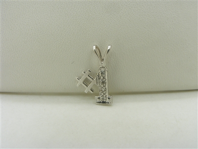 14k white gold "#1" pendant with diamonds