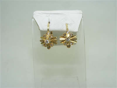 18k yellow gold cubic ziricon flower earrings