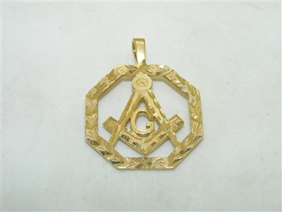 14k Yellow Gold Freemason Pendant