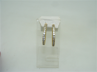 14k Yellow Gold Cubic Zircon Hoop Earrings