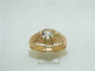 Vintage Mens 18k Yellow Gold Single Diamond ring