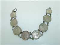 Vintage Antique Silver Coin Bracelete