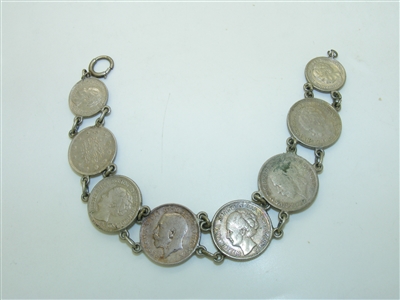 Vintage Antique Silver Coin Bracelete