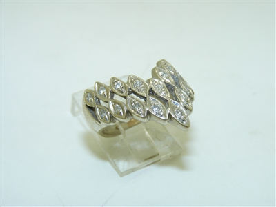 14k White Gold Diamond V Shape Ring