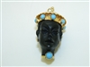 ITALY 18k Yellow Gold Turquoise Blackamoor Nubian Pendant