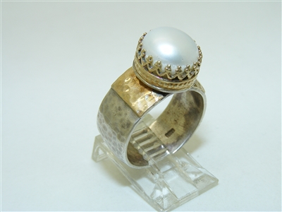 Sterling Silver 14k Yellow Gold Mabe Pearl Ring
