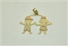 Two Kids Holding Hands 14k Gold Pendant