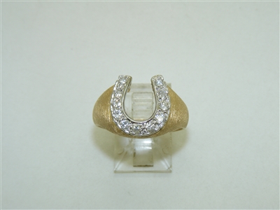14k Yellow Gold Diamond Horse Shoe Ring