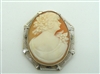 Vintage 14 K White Gold Woman Faced Cameo Pin