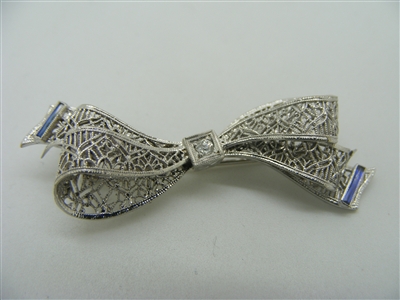 Vintage 14 K White Gold Ribbon Pin