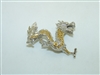 Chinese Dragon 18k White Gold Pin & Pendant with Yellow Diamonds